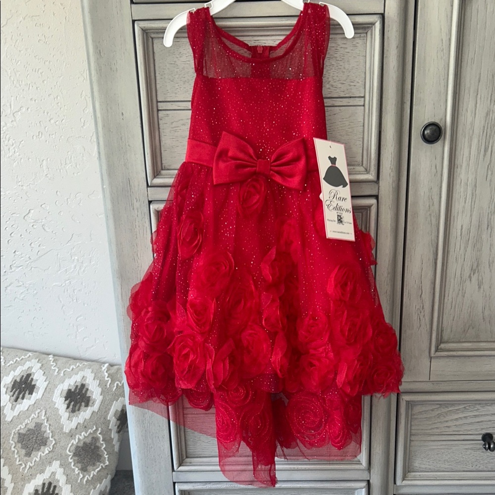 Rare Editions Red Floral Kids Dress